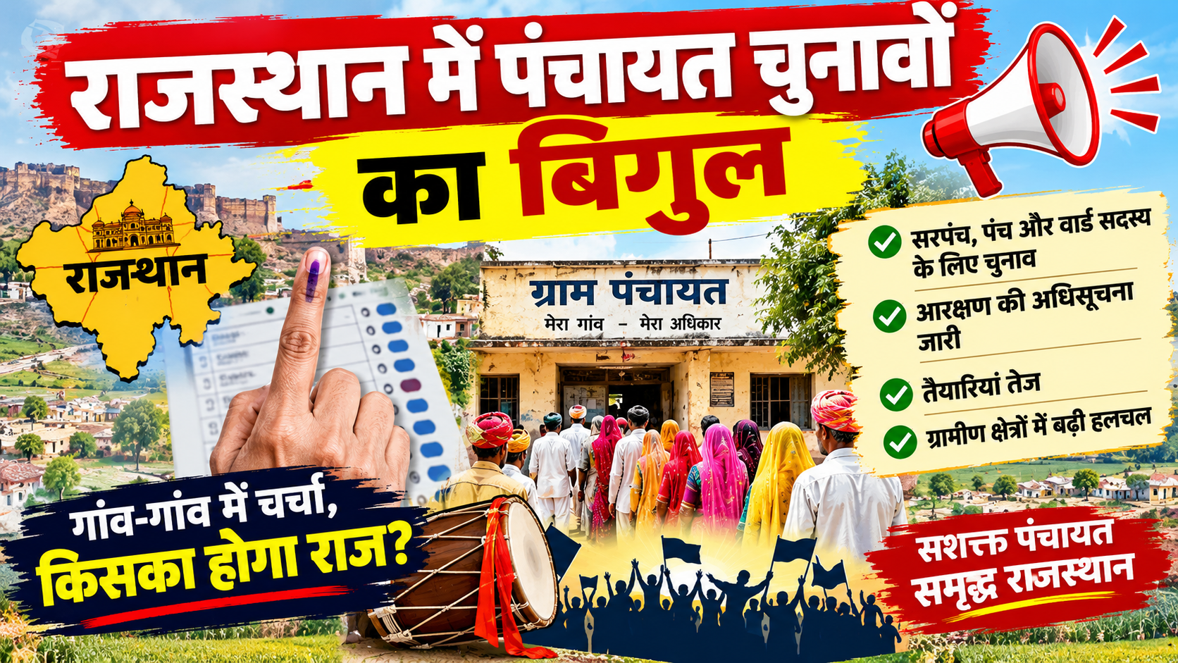 राजस्थान में पंचायत चुनावों का बिगुल: 4 चरणों में होगा मतदान, इतिहास में पहली बार ‘एक प्रदेश-एक चुनाव’; ग्रामीण इलाकों में आचार संहिता लागू राजस्थान में पंचायत चुनावों का बिगुल: 4 चरणों में होगा मतदान, इतिहास में पहली बार ‘एक प्रदेश-एक चुनाव’; ग्रामीण इलाकों में आचार संहिता लागू