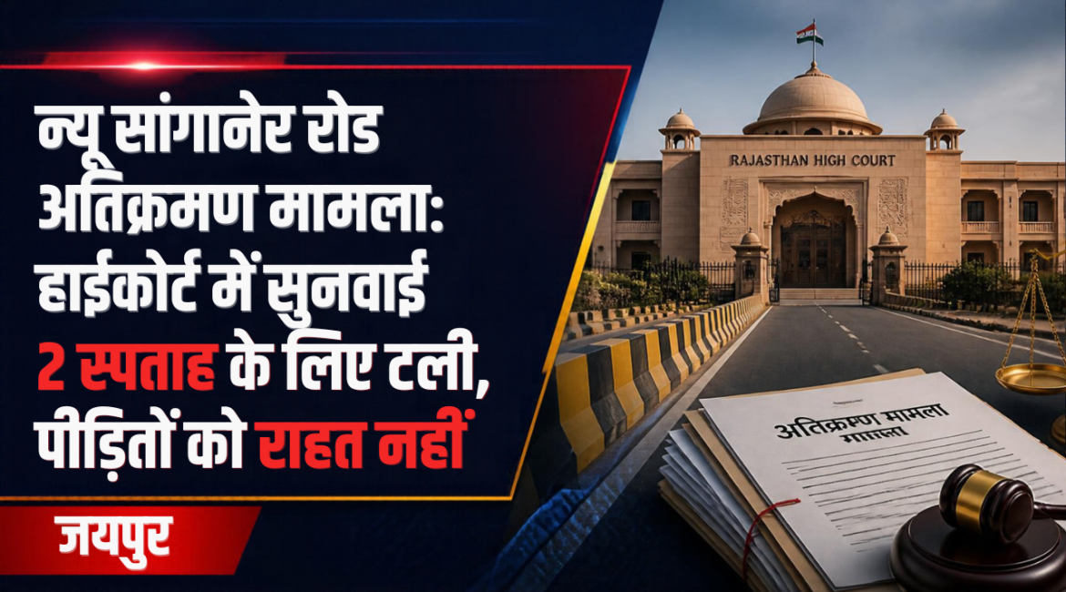 न्यू सांगानेर रोड अतिक्रमण मामला: हाईकोर्ट में सुनवाई 2 सप्ताह के लिए टली, पीड़ितों को राहत नहीं; JDA बोला—’700 मीटर सड़क खाली करवाई, बाकी 1.7 KM के लिए 4 सप्ताह चाहिए न्यू सांगानेर रोड अतिक्रमण मामला: हाईकोर्ट में सुनवाई 2 सप्ताह के लिए टली, पीड़ितों को राहत नहीं; JDA बोला—’700 मीटर सड़क खाली करवाई, बाकी 1.7 KM के लिए 4 सप्ताह चाहिए
